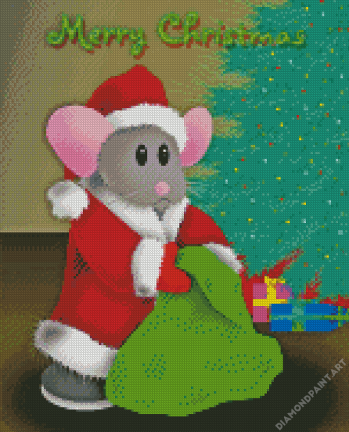 Merry Christmas Mouse Diamond Painting