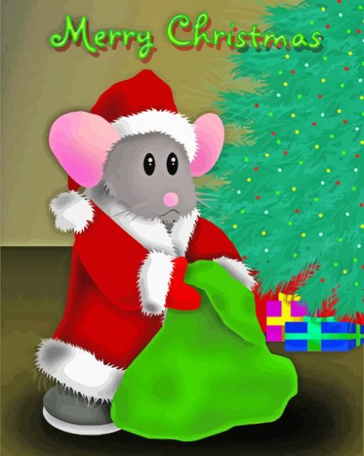 Merry Christmas Mouse Diamond Painting