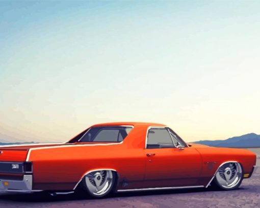 Orange Chevrolet El Camino Car Diamond Painting