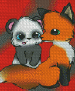 Panda And Fox Diamond Painting