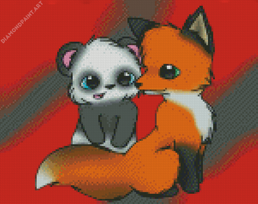 Panda And Fox Diamond Painting