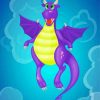 Purple Cartoon Dragon Diamond Painting