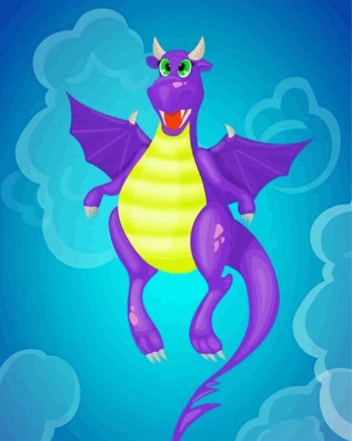 Purple Cartoon Dragon Diamond Painting