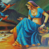 Rajasthani Girl By River Diamond painting