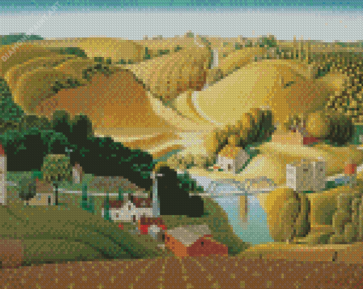 Stone City Iowa Grant Wood Diamond Painting