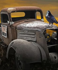 Vintage Truck And Crow Diamond Painting