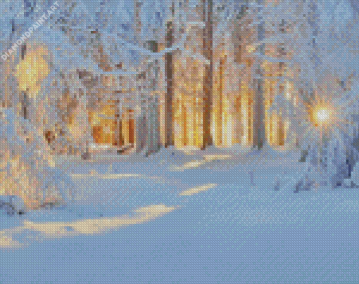 White Trees Landscape Diamond Painting