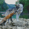 Wolf And Fox Animals Diamond Painting