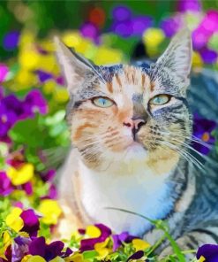 Aesthetic Flowers And Cat Diamond Painting