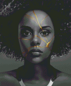 Afro Kintsugi Broken Woman Diamond painting