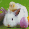 Chick And Bunny With Eggs Diamond Painting