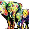 Colorful Mama And Baby Elephants Diamond Painting