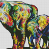 Colorful Mama And Baby Elephants Diamond Painting