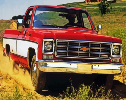 Cool Red Pickup Diamond Painting