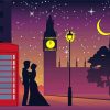 Illustration London Couple Silhouette Diamond painting