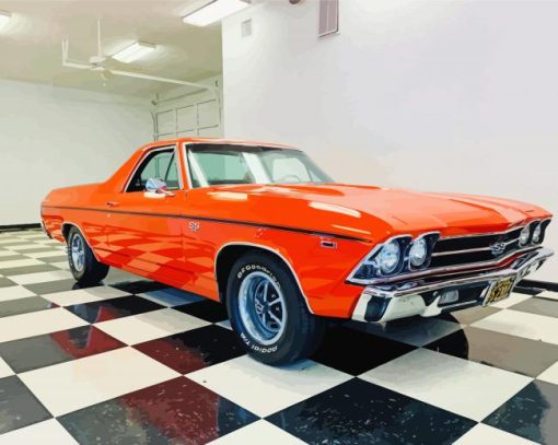 Orange Chevrolet El Camino Diamond Painting