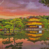 Peaceful Golden Pavilion Diamond Painting