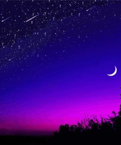 Purple And Blue Sky With Moon Diamond Painting