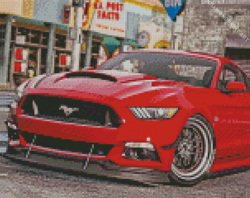 Red Mustang Ford Car Diamond painting