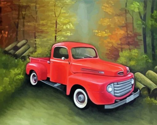 Red Vintage Truck Diamond Painting