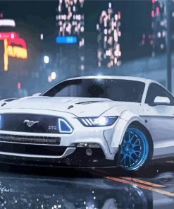 White Mustang Ford Diamond painting