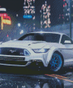 White Mustang Ford Diamond painting