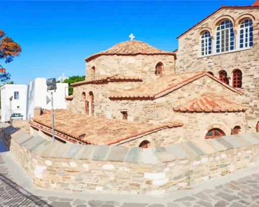 Church Of The Virgin Mary Ekatontapyliani Paros Greece Diamond Painting