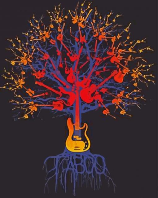 Colorful Guitar Tree Diamond Painting