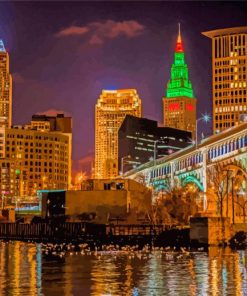 Downtown Cleveland At Night Diamond Painting