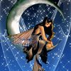 Fairy Girl Sitting On Crescent Moon Diamond Painting