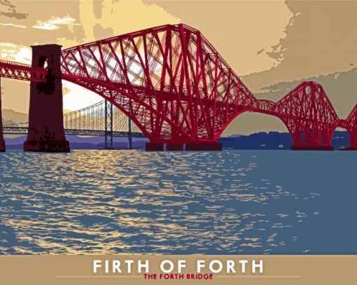 Forth Bridge Illustration Poster Diamond Painting