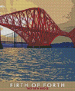 Forth Bridge Illustration Poster Diamond Painting