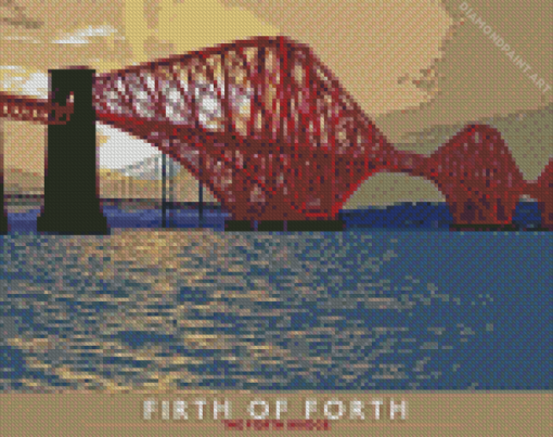 Forth Bridge Illustration Poster Diamond Painting