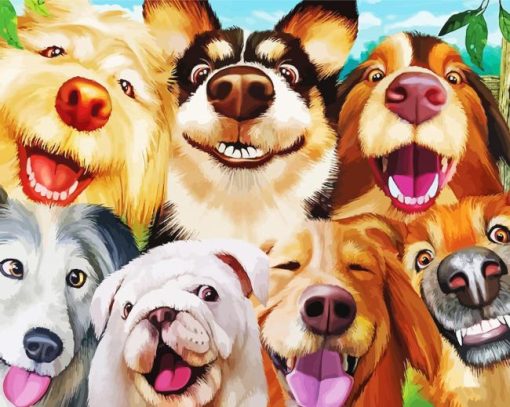 Funny Dogs Animals Selfie Diamond Painting