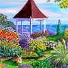 Gazebo By The Sea And Flowers Diamond Painting