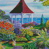 Gazebo By The Sea And Flowers Diamond Painting