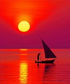 Aesthetic Boat Sunset Diamond Painting