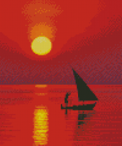 Aesthetic Boat Sunset Diamond Painting