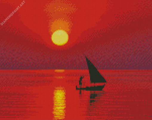 Aesthetic Boat Sunset Diamond Painting