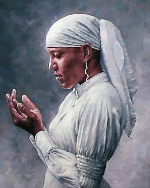 Black Praying Lady Diamond Painting