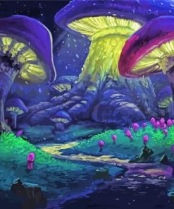 Fantasy Big Purple Mushroom Diamond Painting