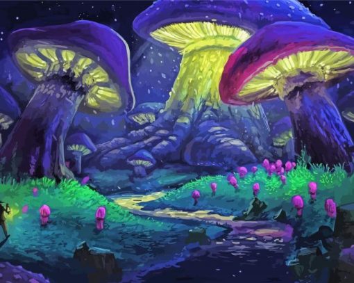 Fantasy Big Purple Mushroom Diamond Painting