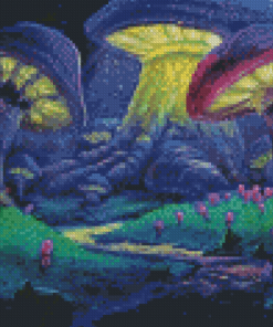 Fantasy Big Purple Mushroom Diamond Painting