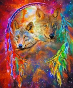 Galaxy Wolf Dream Catcher Diamond Painting