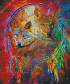 Galaxy Wolf Dream Catcher Diamond Painting