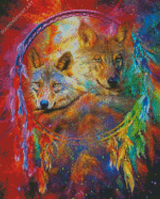 Galaxy Wolf Dream Catcher Diamond Painting