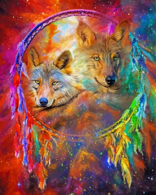 Galaxy Wolf Dream Catcher Diamond Painting