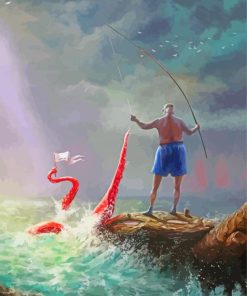 Old Man Fishing Art Diamond Painting