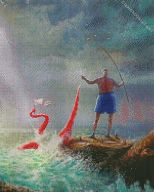 Old Man Fishing Art Diamond Painting