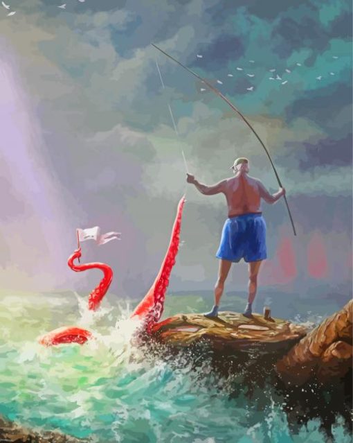 Old Man Fishing Art Diamond Painting